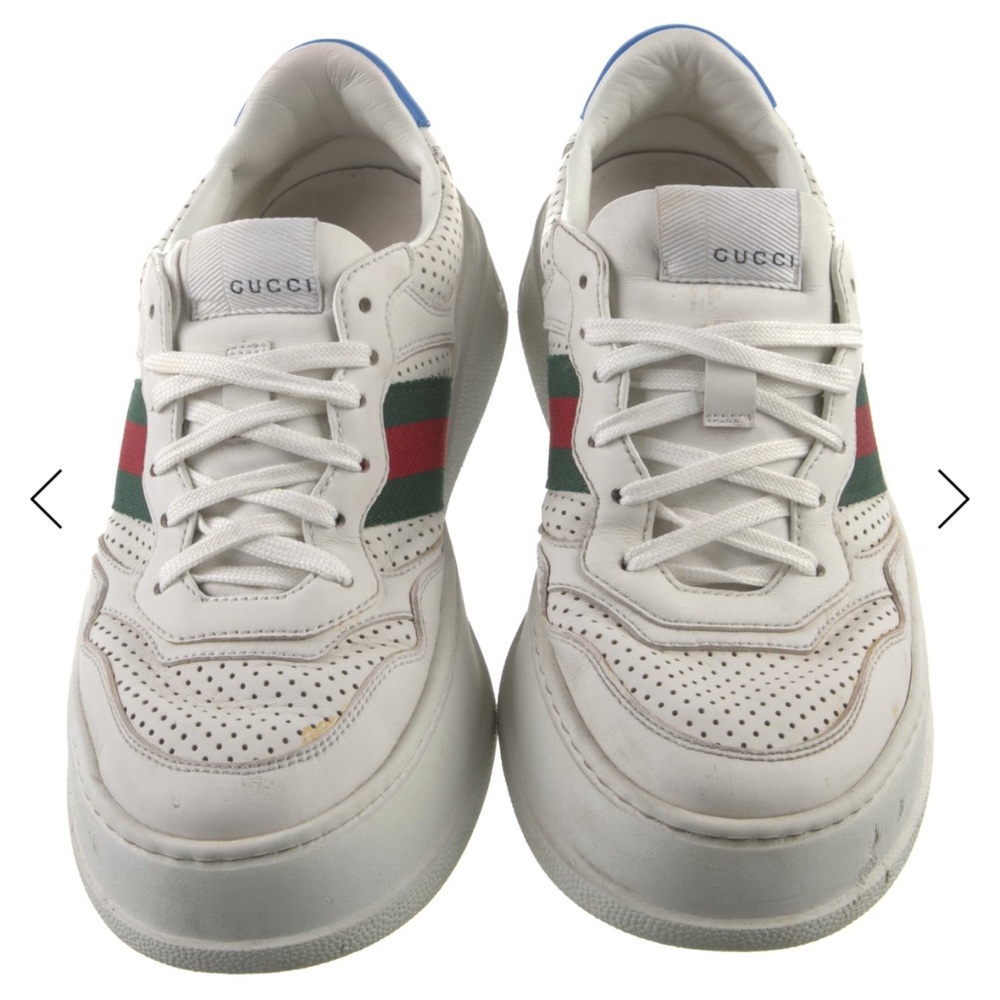 Gucci women’s White Sneakers with Blue and Green Stripes SZ 8.5 - Picture 3 of 7